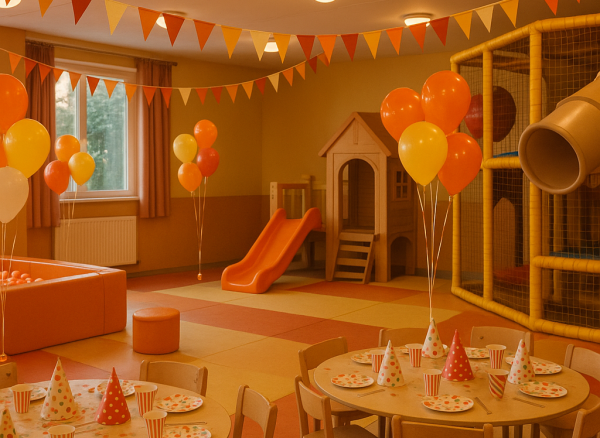 featured-1780035345403 Spațiu de joacă interior decorat festiv pentru petrecere copii, atmosferă caldă și primitoare, fără persoane